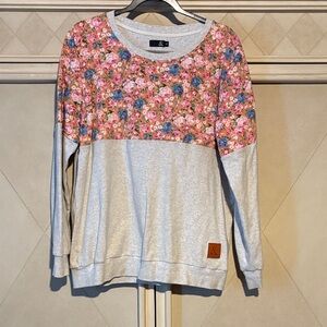 Floral and Gray Long Sleeve Sweatshirt